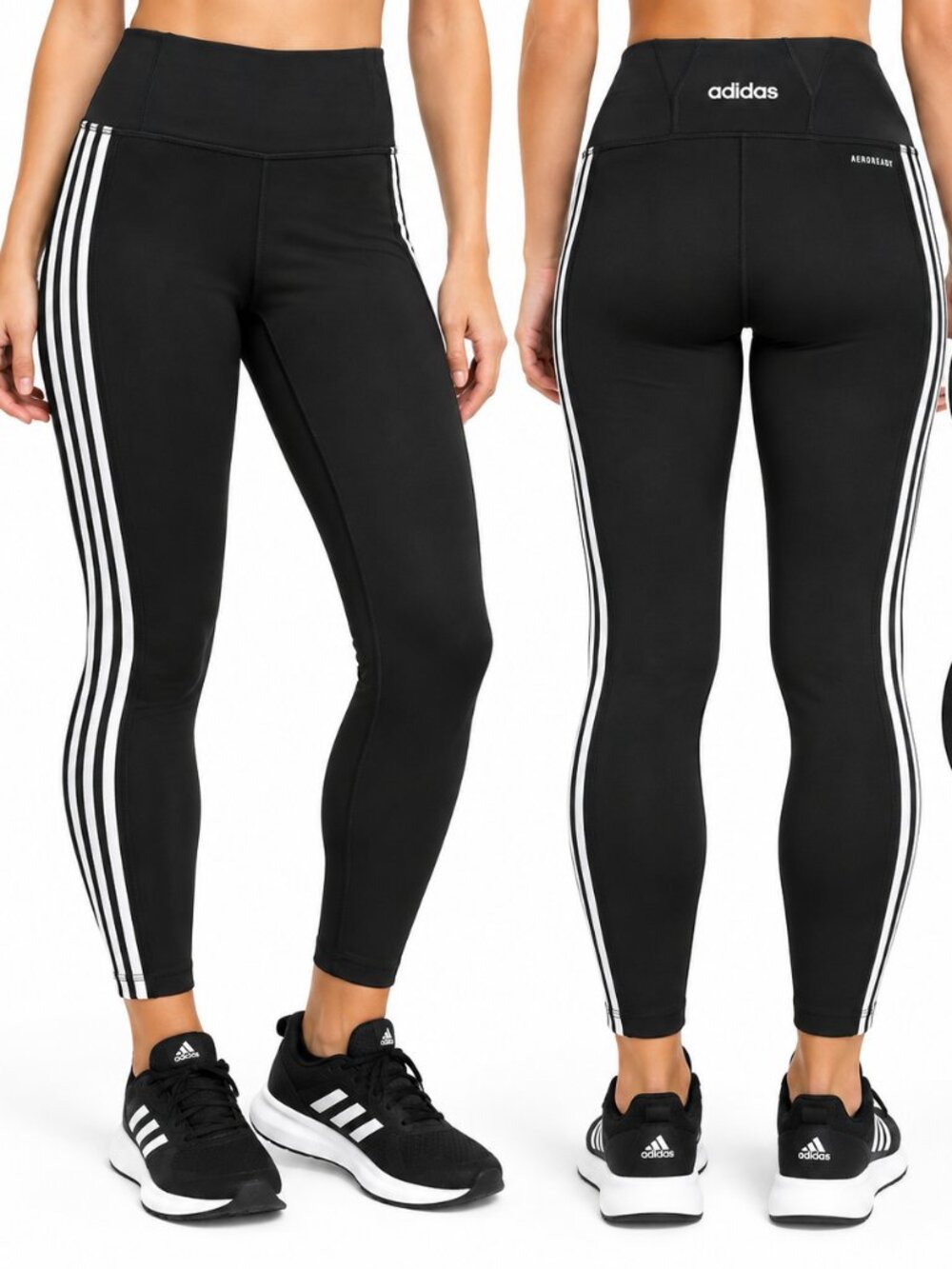 adidas Feelbrilliant 7/8 High Rise Tights Leggings Black White XS NWT